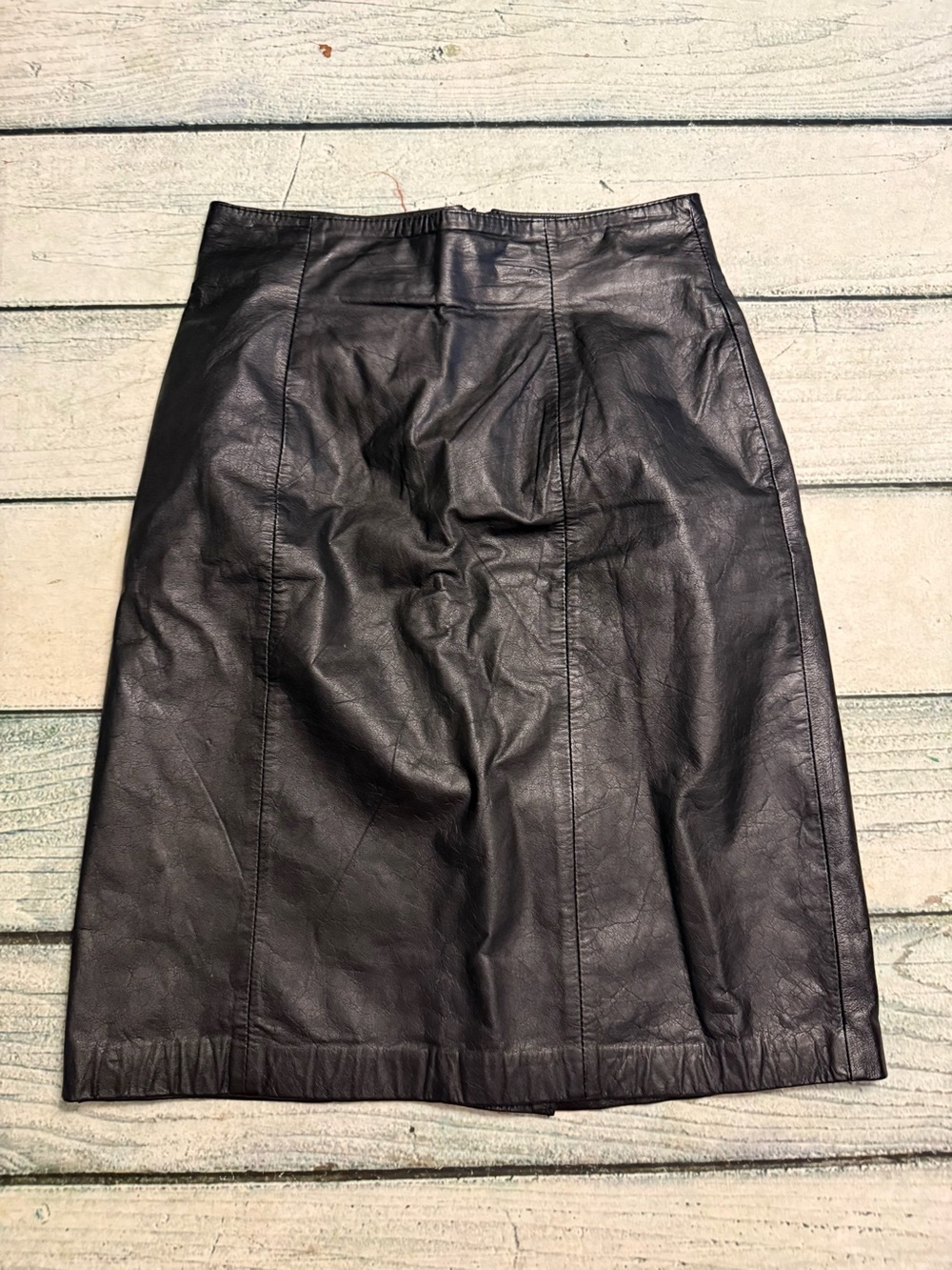 Vintage St Malo leather black skirt. 26 waist